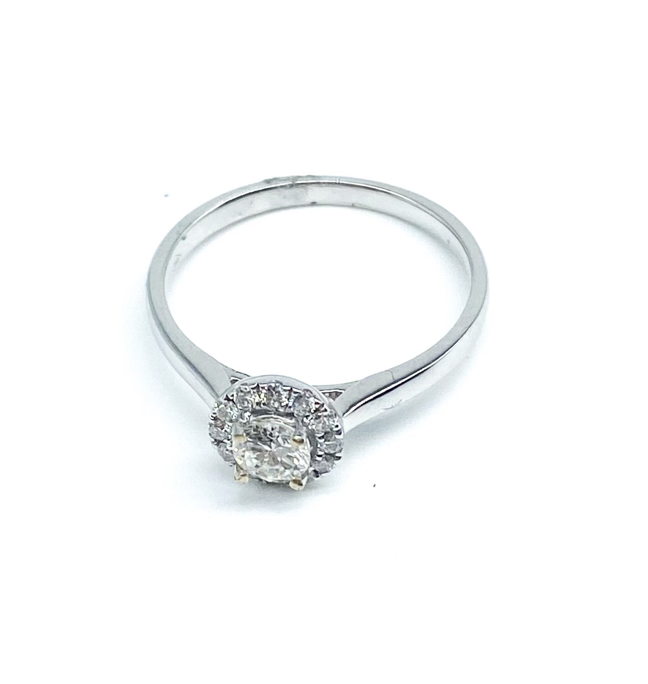 .26 Point Round Brilliant Cut and .15 Point Round Brilliant Cut Side Stone Diamond Ring