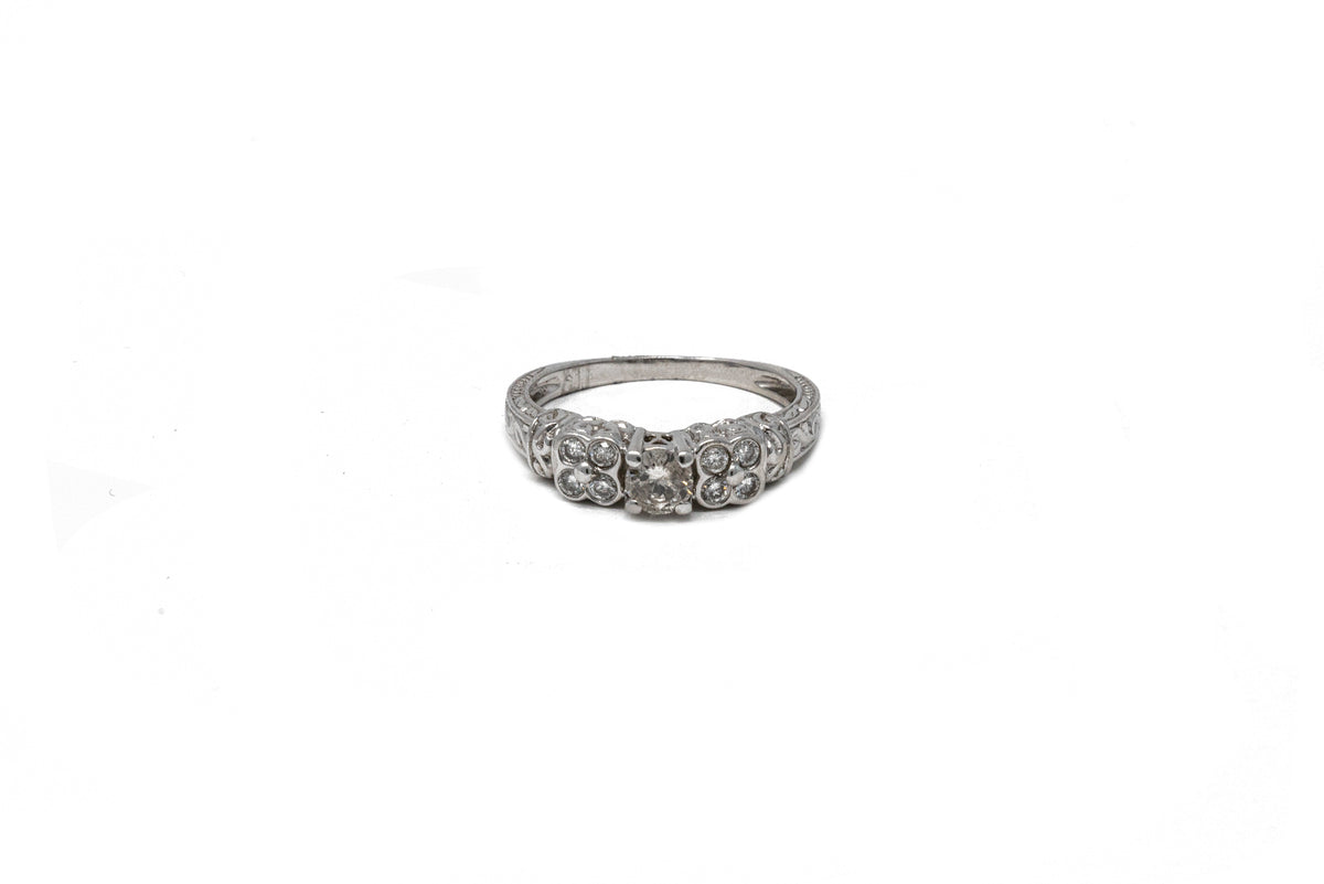 .35 point and .24 point Round Brilliant Cut Diamond Ring