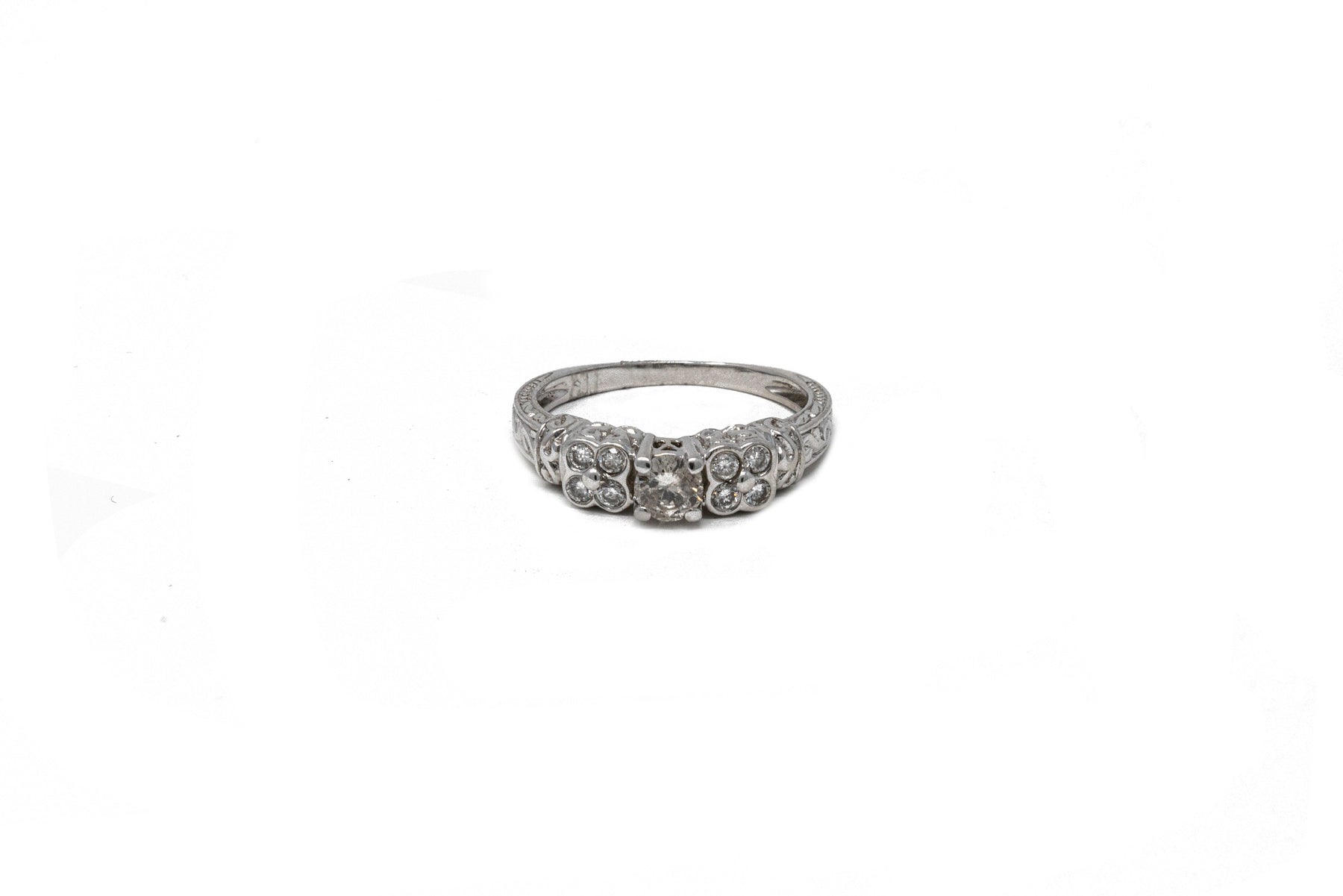 .35 point and .24 point Round Brilliant Cut Diamond Ring