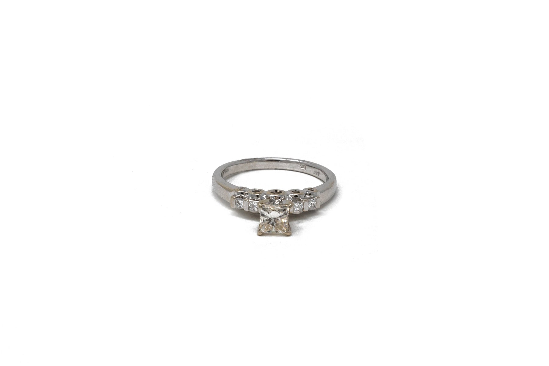 .70 point and .16 point Princess Cut Diamond Ring