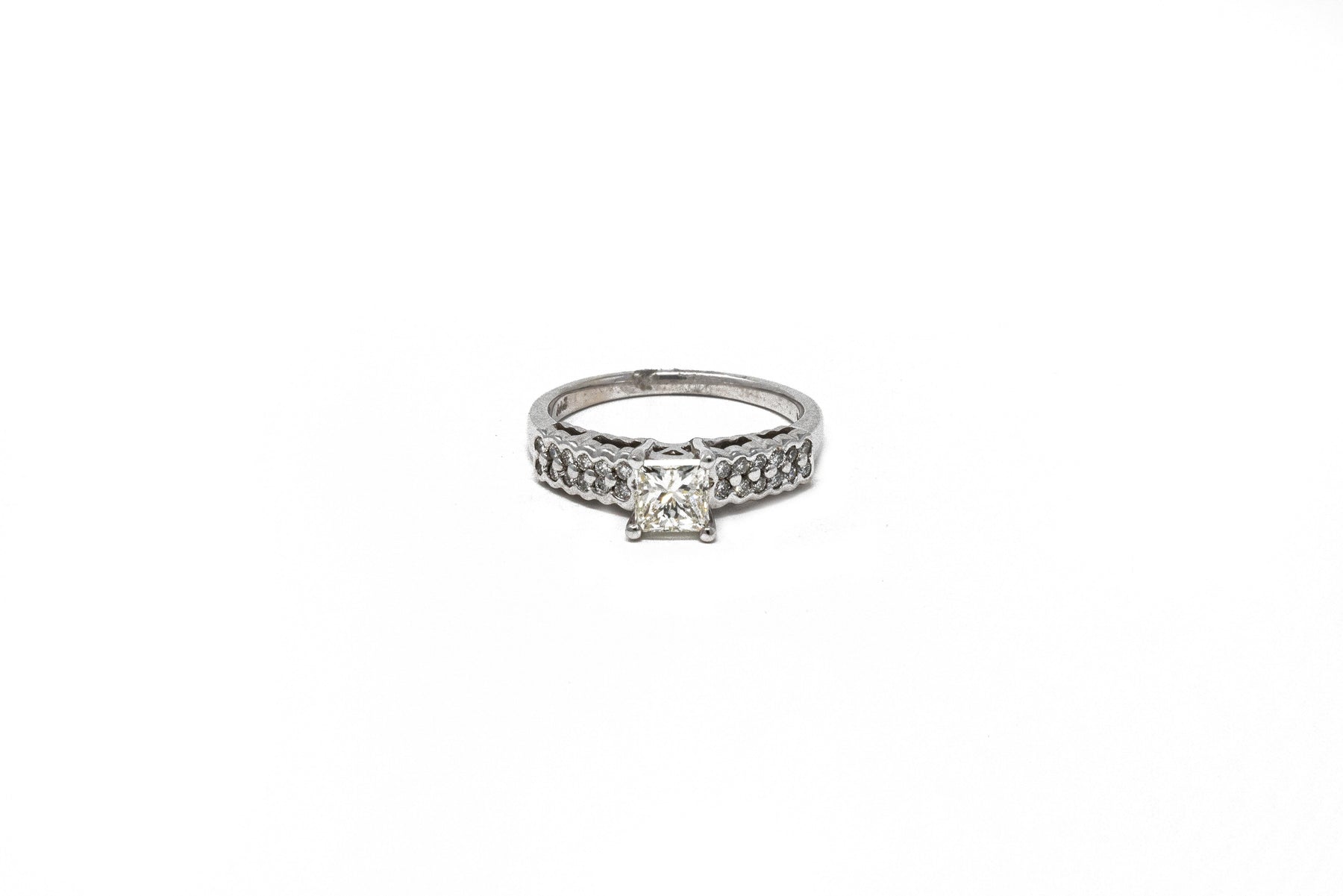 .37 point Princess Cut and .24 point Round Brilliant Cut Diamond Ring