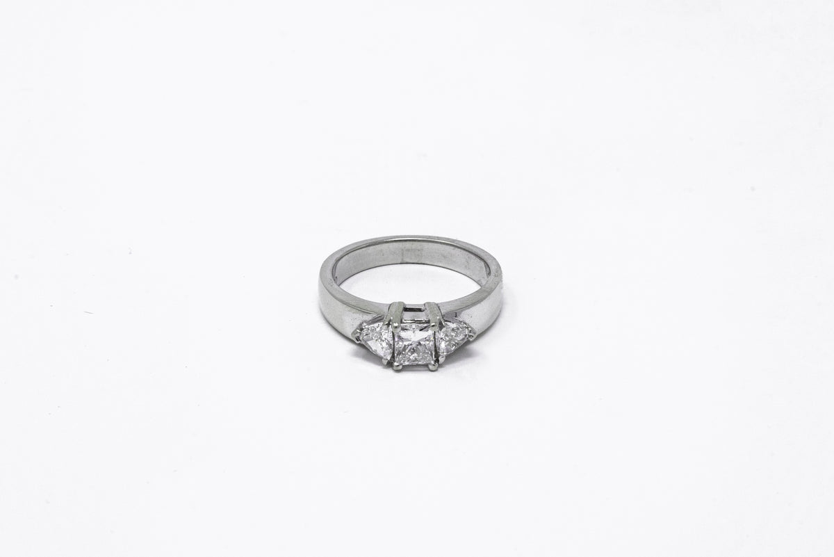 .51 point Radiant Cut and .42 Trilliant Cut Diamond Ring